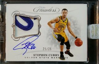 2018 - 19 Flawless Stephen Curry Game Worn Patch On - Card Auto 25/25 Last One