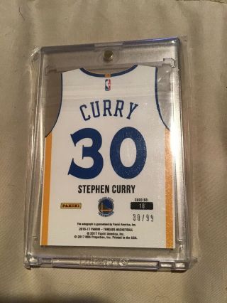 2016 Panini Threads Team Die - Cut Stephen Curry AUTO Jersey Number 30/99 1/1 SP 2