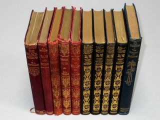 10 Leather Bound Books By Robert Louis Stevenson The Black Arrow,  Kidnapped Etc.
