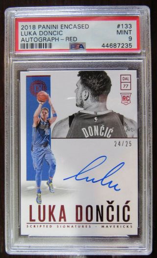 2018 Encased 24/25 Luka Doncic Red Auto/autograph Rc Rookie Card 133 Ssp Rare