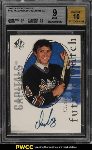 2005 Sp Authentic Alexander Ovechkin Rookie Rc Auto /999 190 Bgs 9 (pwcc)