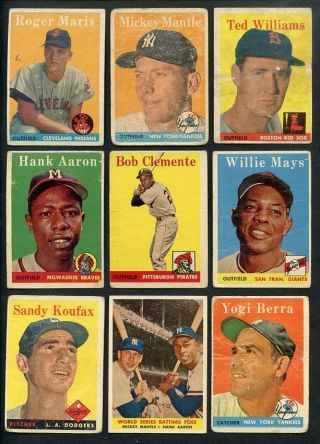 1958 Topps Baseball Complete Set Low Grade Mantle Maris 374275 (kycards)