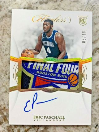 Eric Paschall 2019 - 20 Flawless Gold Final Four Patch On Card Auto Rc 8/10