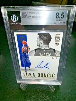 2018 19 Encased Luka Doncic Rookie Auto Gold 10/10 On Card Autograph Bgs 8.  5 10