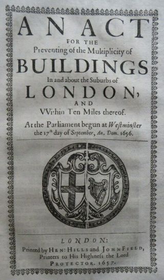 Commonwealth Act 1657 Preventing Multiplicity Buildings In London Cromwell