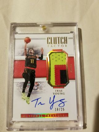 2018 National Treasures Clutch Factor Trae Young Rookie Rc Auto Patch /25 3color