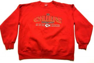 Nfl Kansas City Chiefs Mens Red Vintage Long Sleeve Sweatshirt Size Large