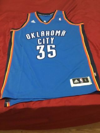 Kevin Durant Large Oklahoma City Thunder 35 2,  Length Blue Adidas Jersey