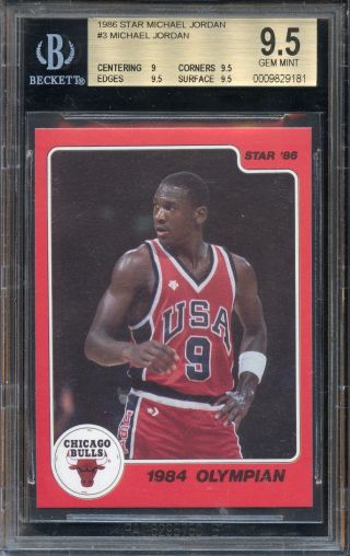 1986 Star Michael Jordan " 1984 Olympian " 3 Bgs 9.  5 Gem.  The G.  O.  A.  T.