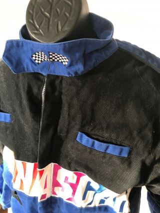 Team Nascar Racing Jacket Blue Black Zip Front Men ' s Large 2