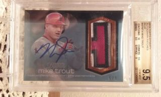 2018 Topps Dynasty Mike Trout On Card Auto/patch Bgs Gem 9.  5/10 5/5=1/1