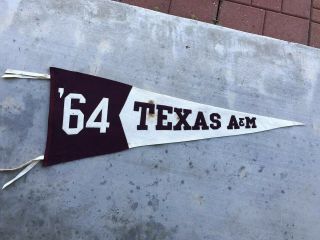 Rare Vintage 1964 “ 64” Texas A&m Aggies Pennant Football College Ncaa