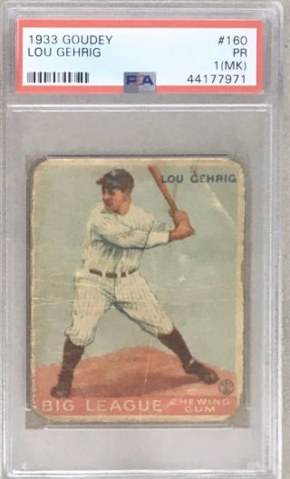 1933 Goudey Lou Gehrig 92 Psa 1 (mk) Iconic Card