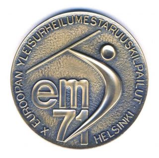 1971 European Athletics Championships Participant Medal Helsinki Finland