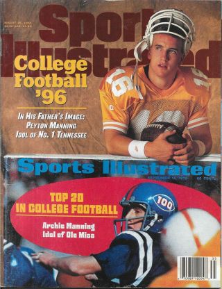 1st Peyton Manning Sports Illustrated 1996 Tennessee Archie Mississippi No Label