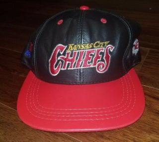 Kansas City Chiefs Nfl Vintage Modern Brand Leather Snapback Hat Cap Og Kc Rare