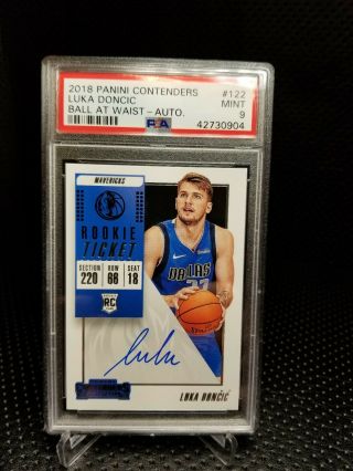 2018 Panini Contenders Luka Doncic Rookie Ticket Auto Rc 122 Psa 9