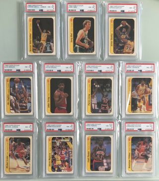 1986 Fleer Basketball Complete Sticker Set - All Graded Psa 8 - Includes Jordan