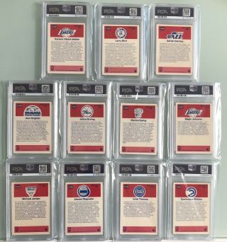 1986 Fleer Basketball Complete Sticker Set - All Graded PSA 8 - Includes Jordan 2