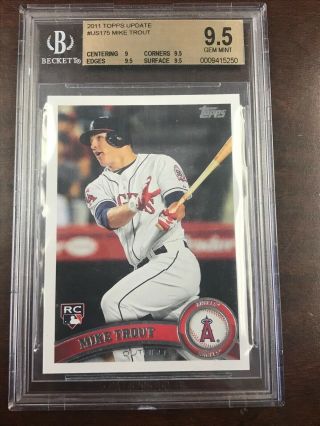 2011 Topps Update Mike Trout Rookie Bgs 9.  5 Gem Rc Us175 Angels 175