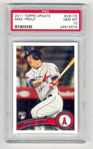 Mike Trout 2011 Topps Update Us175 Rookie Rc Card Psa 10 Gem Angels