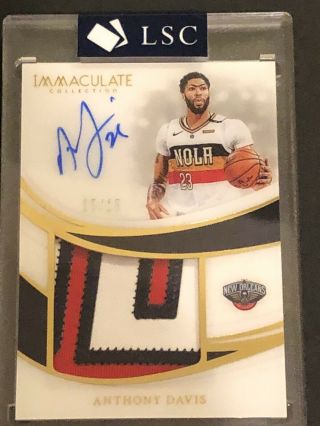 Anthony Davis 2018 - 19 Immaculate Bb Red Premium Patch Acetate Auto 15/15