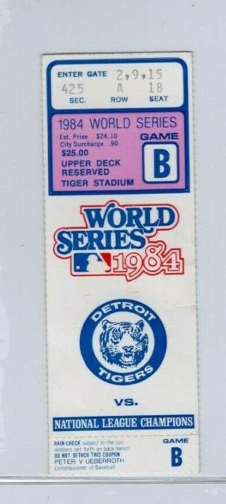 1984 World Series Ticket Stub,  Game 4,  Detroit Tigers,  Trammell 2 Hr 