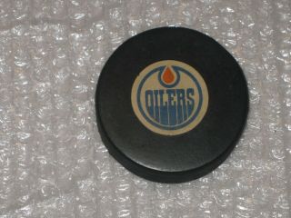 Edmonton Oilers Puck Nhl Viceroy Rubber Crested 1979 - 1983