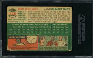 1954 Topps 128 Hank Aaron Rookie - SGC 1.  5 2