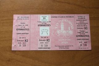 Olympic Ticket 1948 London Gymnastics