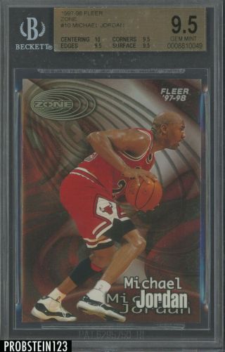1997 - 98 Fleer Zone 10 Michael Jordan Bulls Hof Ssp Bgs 9.  5 W/ 10 Pop 2 Only