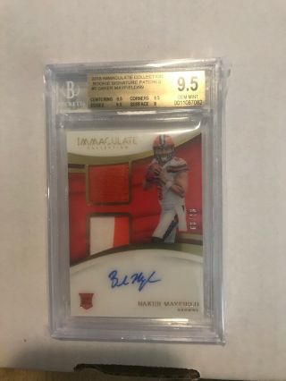 2018 Immaculate Baker Mayfield Rookie Signature Patches Auto /99 Bgs 9.  5