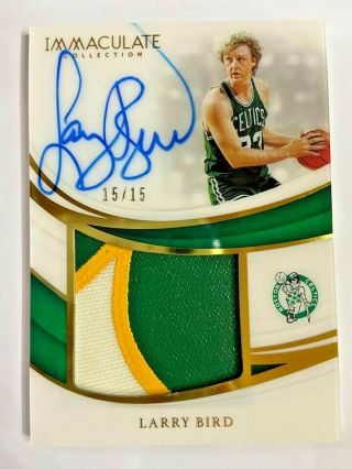 2018 - 19 Panini Immaculate Premium Patch Autograph Auto Celtics Larry Bird 15/15