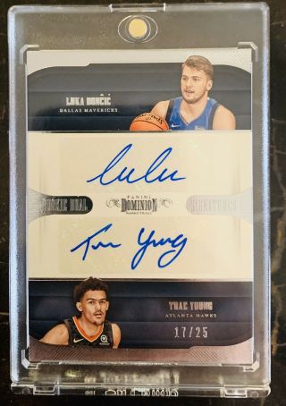 Luka Doncic Trae Young Dual Rookie Autograph 2019 Panini Dominion 17/25 Wow