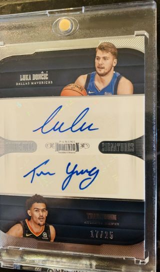 Luka Doncic Trae Young Dual Rookie Autograph 2019 Panini Dominion 17/25 Wow 3