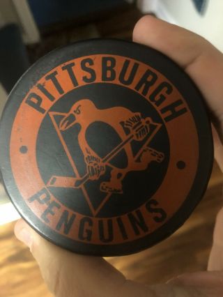 Pittsburgh Penguins Sga Vintage Hockey Puck Duke Beer