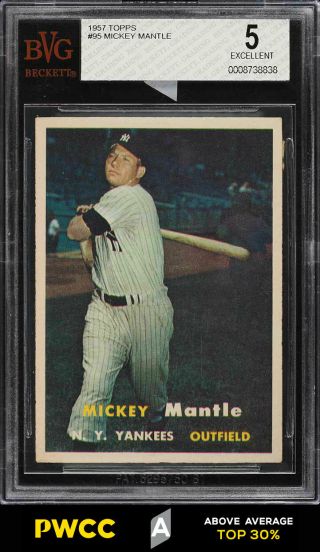 1957 Topps Mickey Mantle 95 Bvg 5 Ex (pwcc - A)