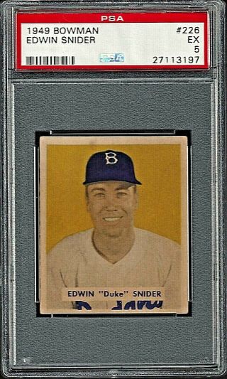 1949 Bowman 226 Edwin " Duke " Snider Rookie High Brooklyn Dodgers Psa Ex 5