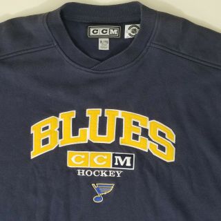 Ccm Nhl Center Ice Authentic St Louis Blues Sweatshirt Size Xl Navy Embroidered