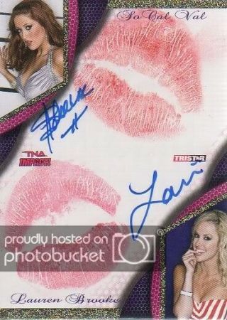 Socal Val & Lauren - 2009 Tristar Tna Impact Autograph Kiss Card 15/25 Wos Wwe