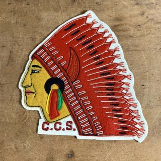 Vintage High School Varsity Letterman Jacket Patch Indian Chief Patch 9” X 7”