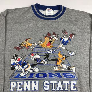 Vtg 1997 Ncaa Looney Tunes Penn State Football Crewneck Sweatshirt Sz.  16/18