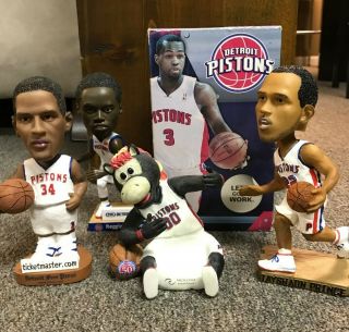 Detroit Pistons Bobbleheads (prince,  Williamson,  Jackson,  Stuckey) Hooper Statue