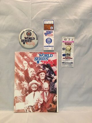 1984 Detroit Tigers World Series Program & 1 Game C Ticket Stub/1 World Champion