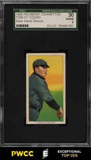 1909 - 11 T206 Cy Young Cleveland,  Bare Hand Shows Sgc 2 Gd (pwcc - E)