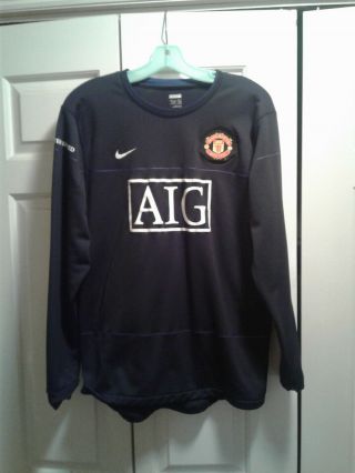 Nike Dri Fit Manchester United Training Jersey / Shirt Large Aig Black