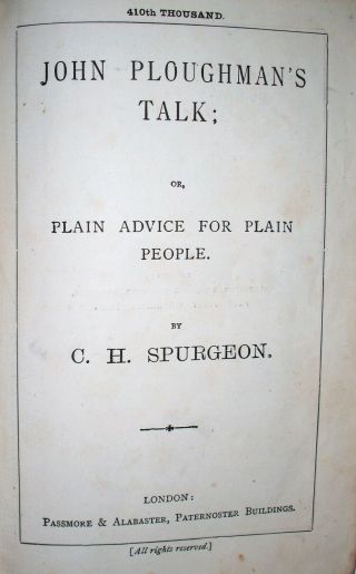 C H Spurgeon - John Ploughman ' s Talk - Decorative Covers - Passmore & Alabaster 2