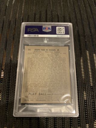 1939 Play Ball 26 Joe DiMaggio York Yankees Baseball Card Graded PSA 2.  5 3