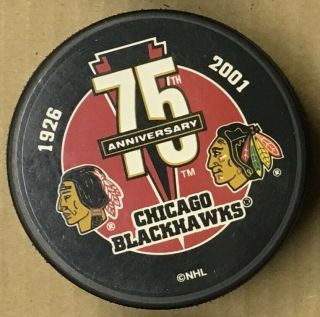 Chicago Blackhawks 75th Anniversary Souvenir Puck