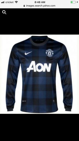Manchester United Nike Away Jersey 2013 - 14 Kit Black Blue Gingham Men 